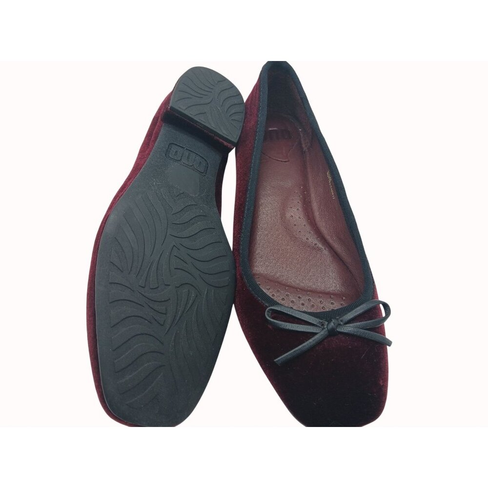 Born Ono Hallada Wine Velvet Ballet Flats Bow Shoes Size 8.5 Stacked Low Heel - Picture 11 of 15